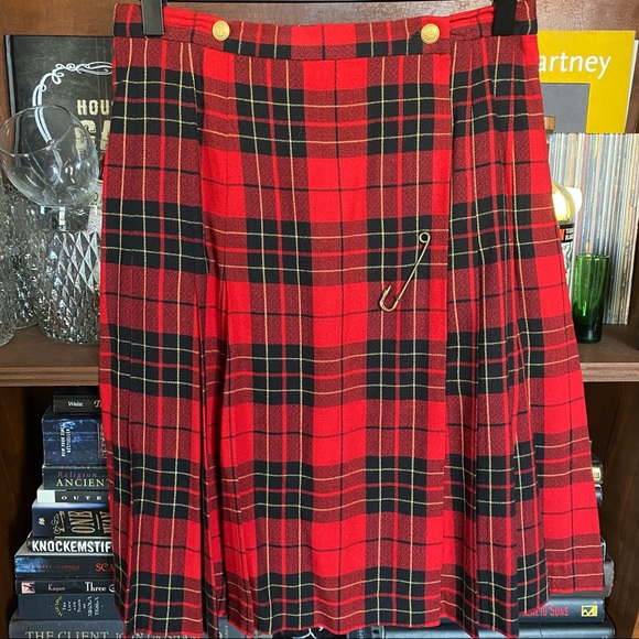 Vintage Donna Morgan for Maggie Red Plaid Pleated Skirt size 8 - Picture 3 of 7